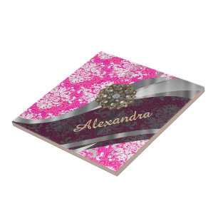Carreau Personnalized pink pretty girly damask