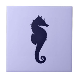 Carreau Pervenche et hippocampe bleu foncé
