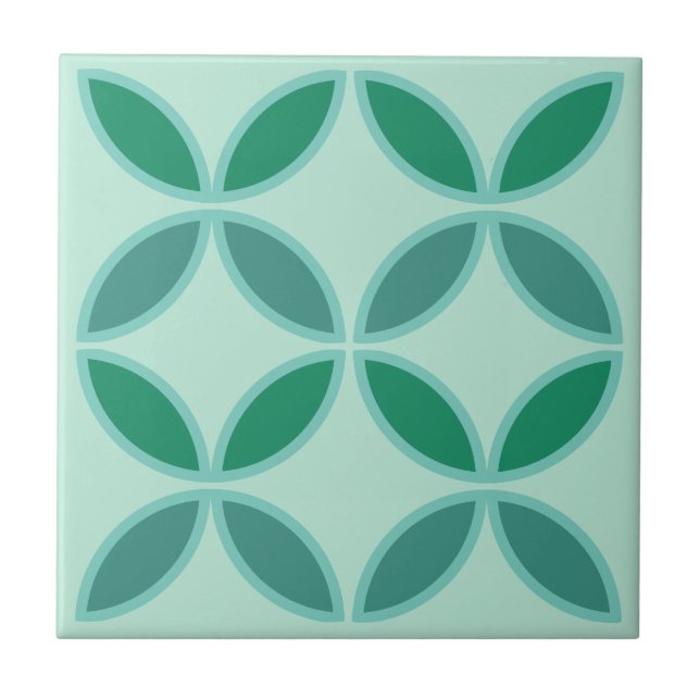Carreau Pétales de fleurs ou de cercle turquoise et vert d (Devant)