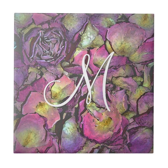 Carreau Pétales rose lavande Aquarelle (Devant)