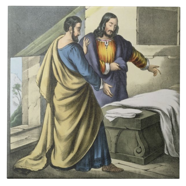 Carreau Peter et John à la tombe, d'un prin de bible (Devant)