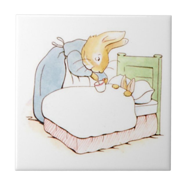 Carreau Peter Rabbit au lit (Être nourri par sa mère) (Devant)