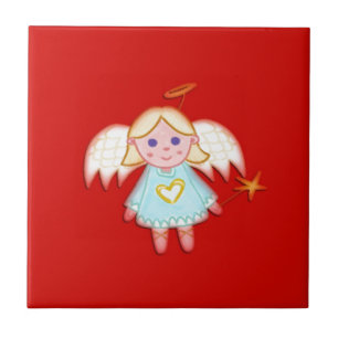 Carreau Petit Ange sur Rouge
