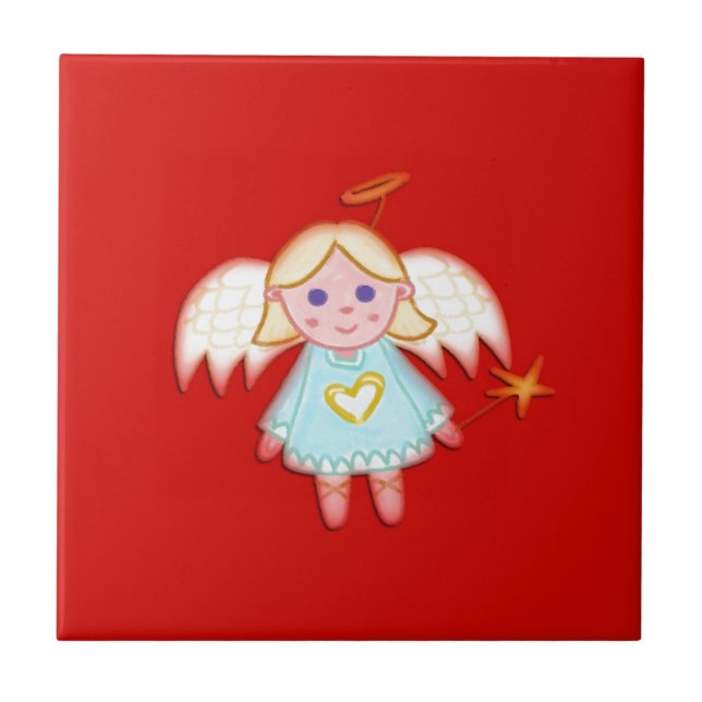 Carreau Petit Ange sur Rouge (Devant)