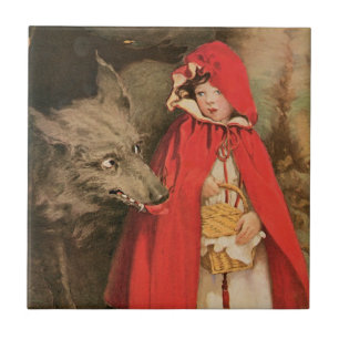 Carreau Petit Chaperon Rouge et Grand Méchant Loup vintage