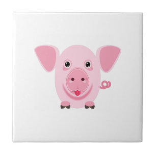 Carreau Petit cochon rose heureux mignon