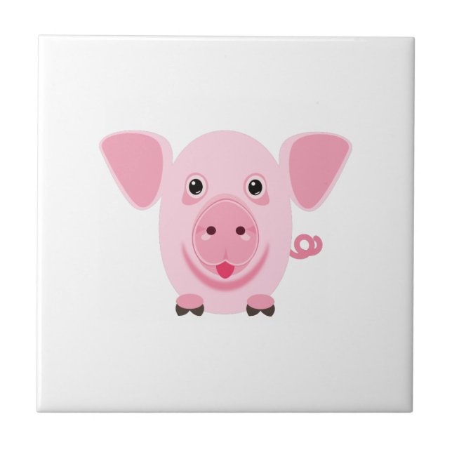 Carreau Petit cochon rose heureux mignon (Devant)