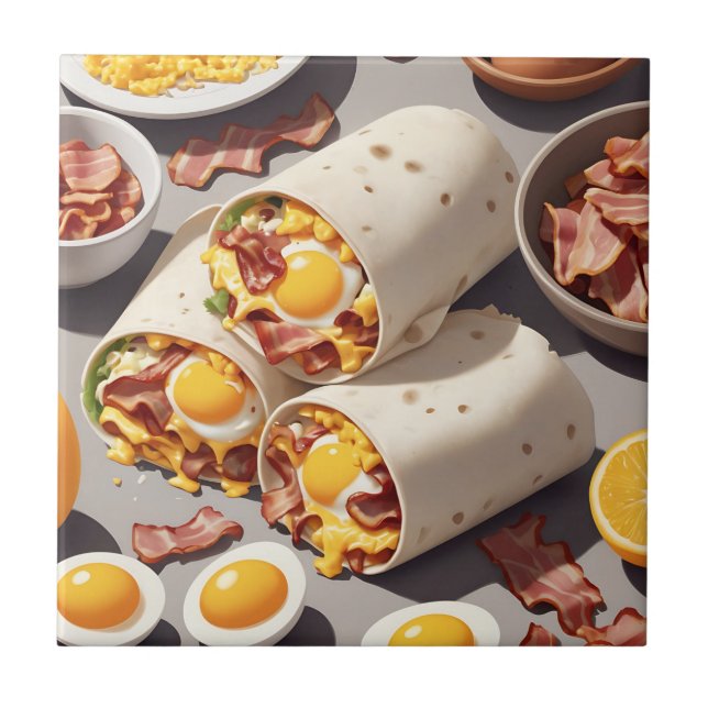 Carreau Petit déjeuner roulé au bacon, œuf et fromage (Devant)