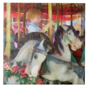 Carreau Petit garçon sur carrousel