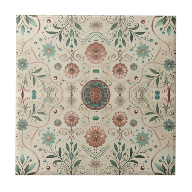 Carreau Petit Motif Boho Herb (Devant)