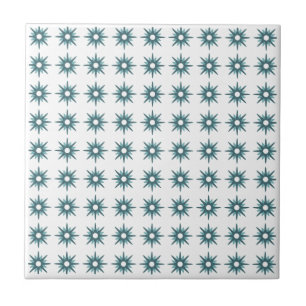 Carreau Petit motif étoile turquoise moderne du milieu du 