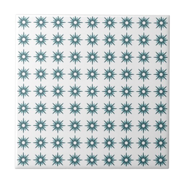 Carreau Petit motif étoile turquoise moderne du milieu du  (Devant)