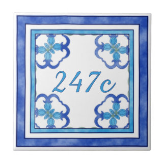 Carreau Petit numéro de maison bleu