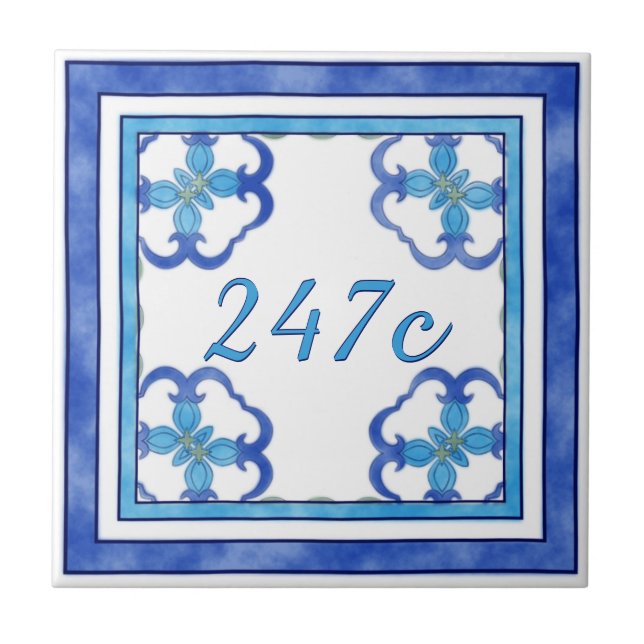 Carreau Petit numéro de maison bleu (Devant)