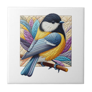 Carreau Petit oiseau mignon et coloré sur la branche Quilt
