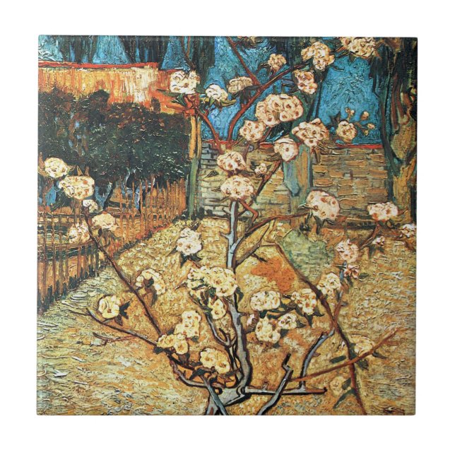 Carreau Petit poirier en fleurs par Vincent van Gogh (Devant)