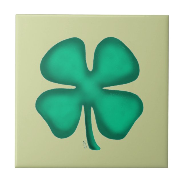 Carreau petit vert clair Trèfle Irlandais Lucky 4  (Devant)
