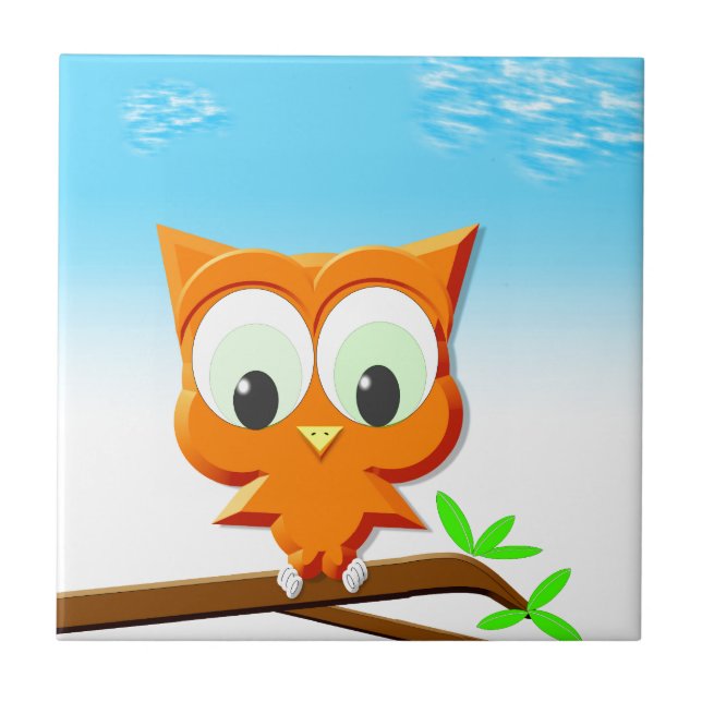 Carreau Petite chouette sur une branche (Devant)