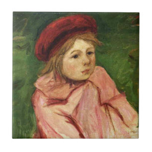 Carreau Petite Fille au Béret Rouge