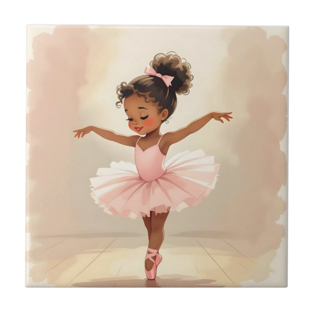 Carreau Petite Fille Ballerine en Tutu Rose  (Devant)
