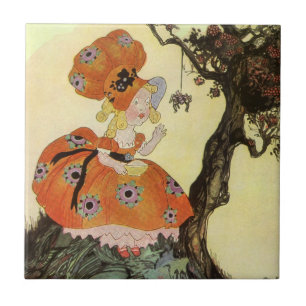 Carreau Petite Muffet & Araignée, Mère l'Oie Vintage