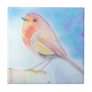Carreau Petite peinture à l'aquarelle Robin