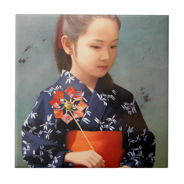 Carreau Petite peinture japonaise mignonne de portrait de (Devant)