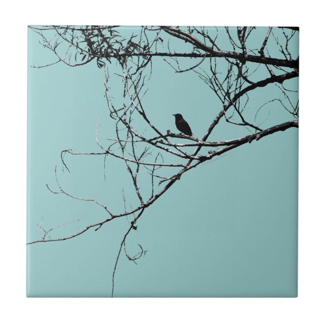 Carreau Petite tuile d'oiseaux noirs (Devant)