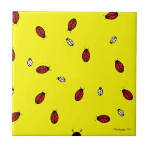 Carreau Petites coccinelles sur la tuile jaune