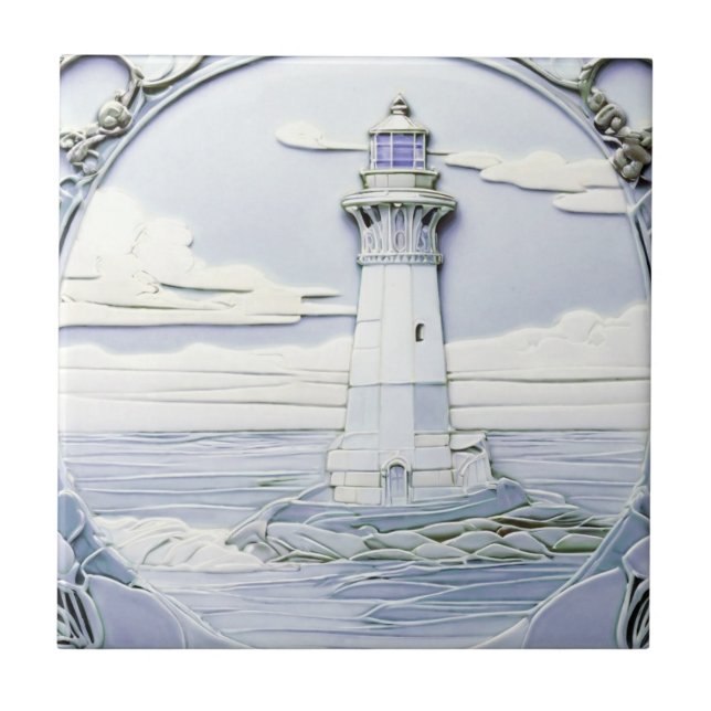 Carreau Phare Art Nouveau Faux Relief Bleu clair (Devant)