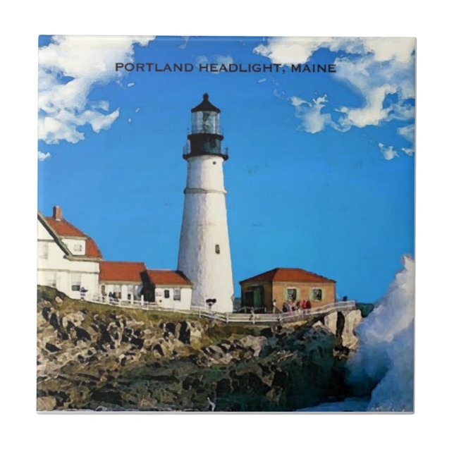 Carreau Phare de Portland, dessous de verre du Maine (Devant)