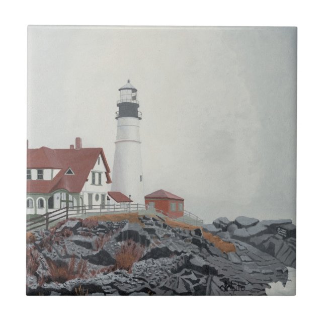 Carreau Phare de Portland Head dans le brouillard (Devant)