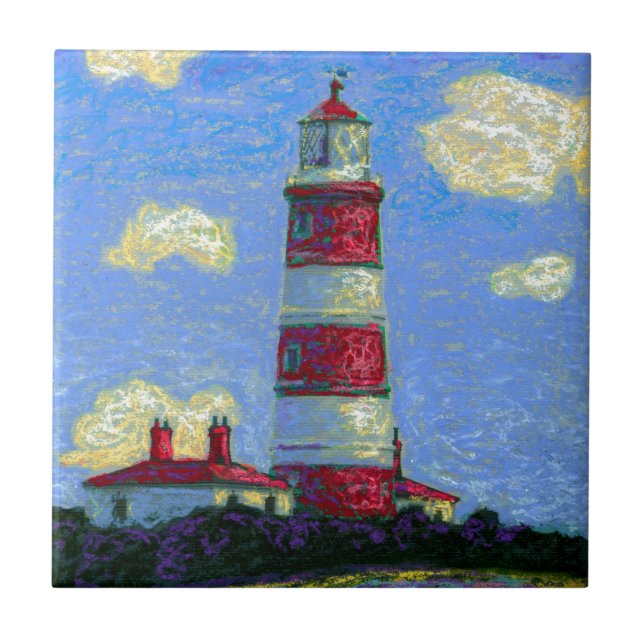 Carreau Phare pastel et champs de lavande (Devant)