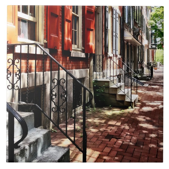 Carreau Philadelphie PA Street Avec Orange Shutters (Devant)