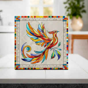 Carreau Phoenix Bird - mosaïque colorée art