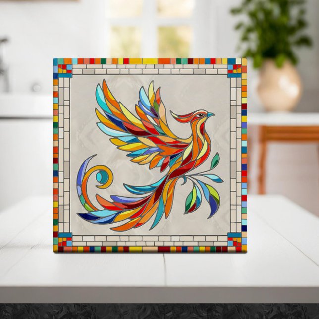 Carreau Phoenix Bird - mosaïque colorée art (Créateur téléchargé)