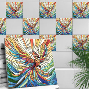 Carreau Phoenix Rising - mosaïque colorée art