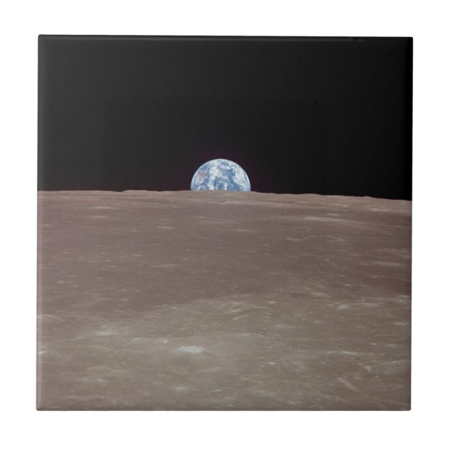 Carreau Photo Apollo 11 de la Terre se levant sur le membr (Devant)