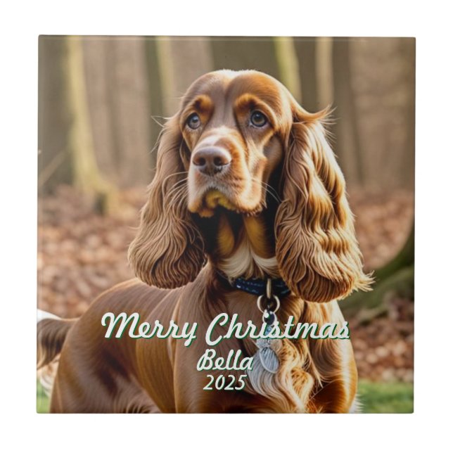 Carreau Photo Cocker Spaniel OBJET DE MÉMOIRE Personnalise (Devant)
