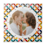 Carreau Photo Custom Colorful Personalized<br><div class="desc">Photo personnalisée Carrelage décoratif coloré moderne avec un motif géométrique moderne et coloré avec votre photo préférée au centre. CONSEIL PHOTO : centre votre photo avant de la télécharger sur Zazzle. Conçu par Evco Studio www.zazzle.com/store/evcostudio</div>