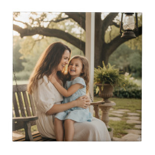 Carreau Photo d'amour entre mère et fille cadeau de fête d