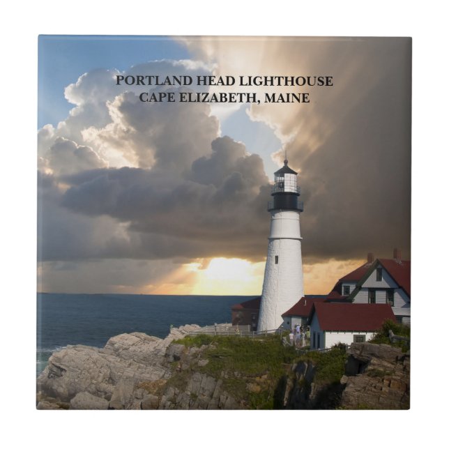 Carreau Photo du phare de Portland Head dans le Maine au c (Devant)