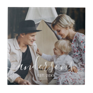 Carreau Photo personnalisée avec nom de famille et année d