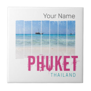 Carreau Phuket Thaïlande Panorama de plage vintage Souveni