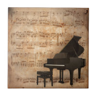 Piano à queue avec des notes de musique
