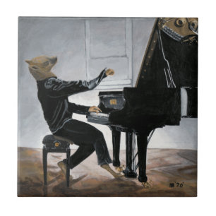 Carreau Piano Music Player Imaginaire Art Ceramic Tile