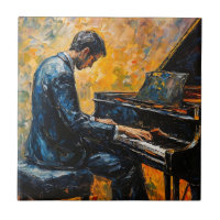 Piano Player - Peinture à l'huile