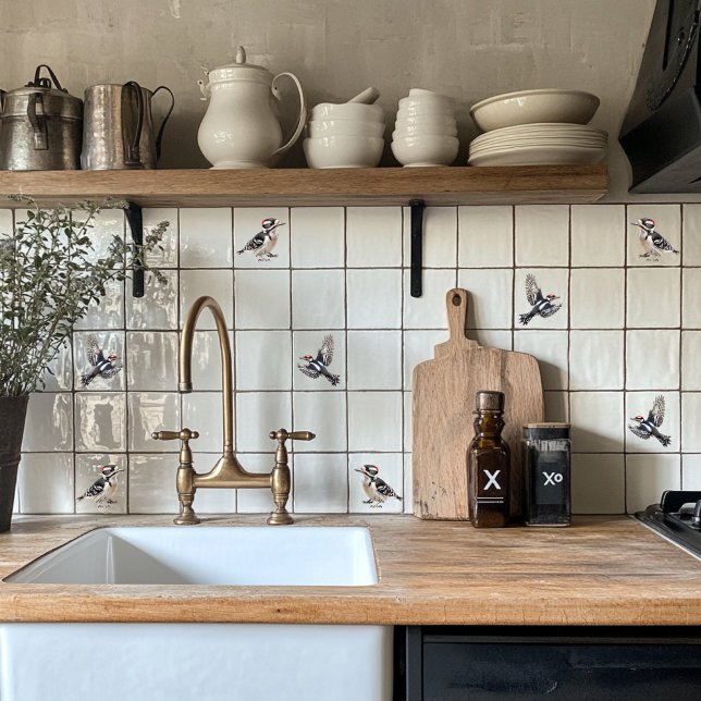 Carreau Pic Downy en vol (Downy Woodpecker
)