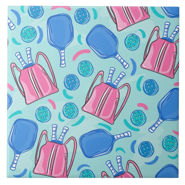 Carreau Pickleball Paddles et Balls Blue (Devant)