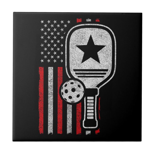 Carreau Pickleball Player - American Flag Pickleball - Pic (Devant)